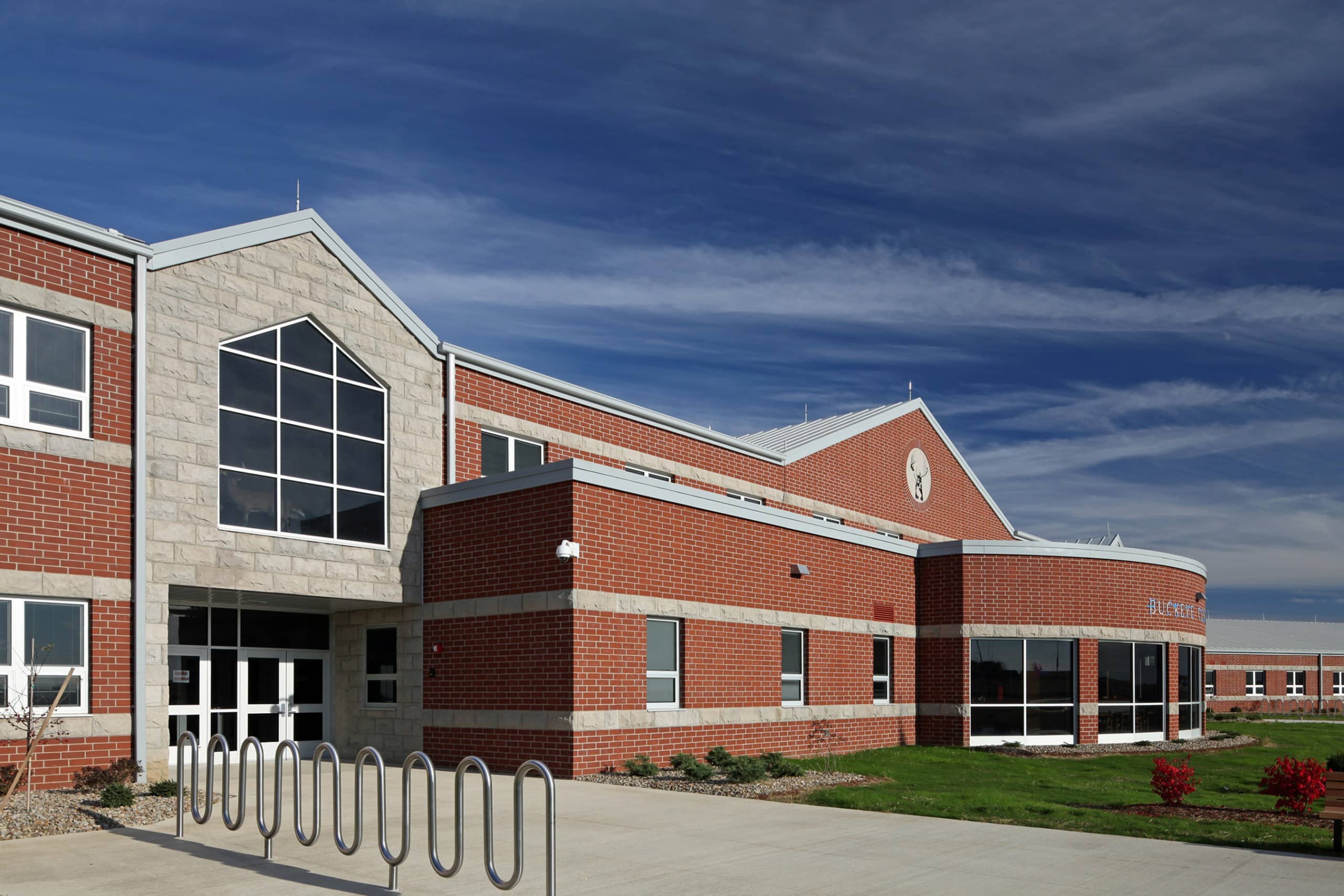 Exterior of multistory brick building