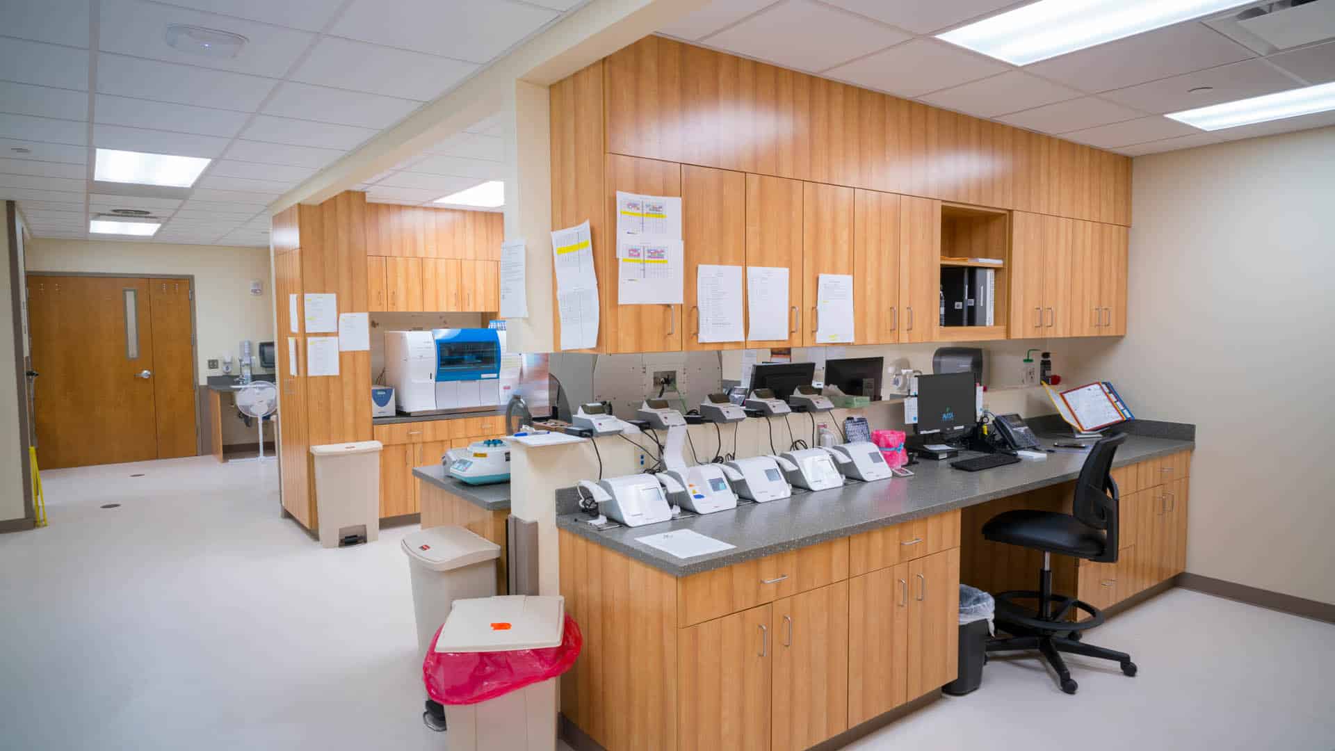 Labs with machinery and cabinets