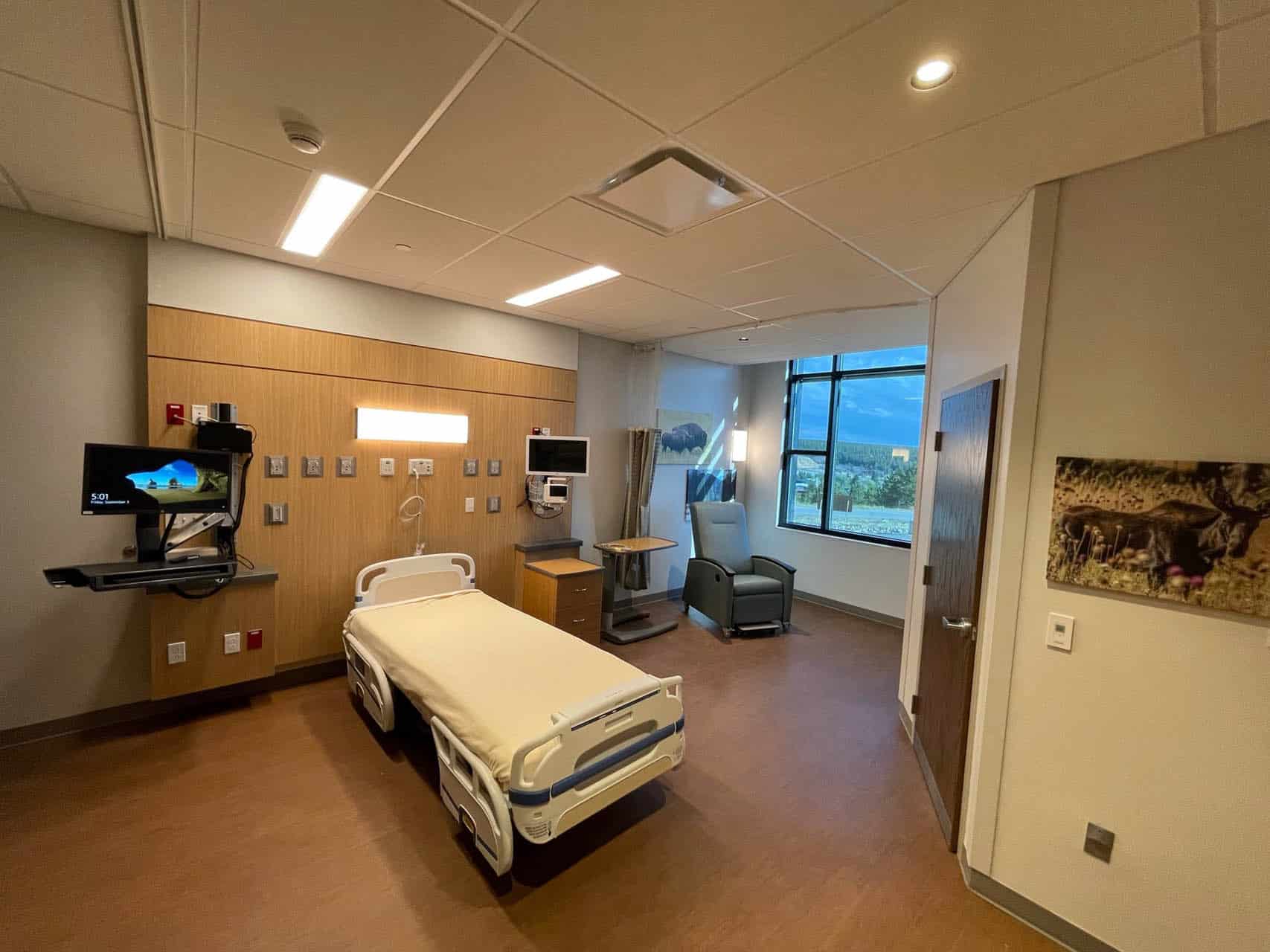 Hospital bed in room