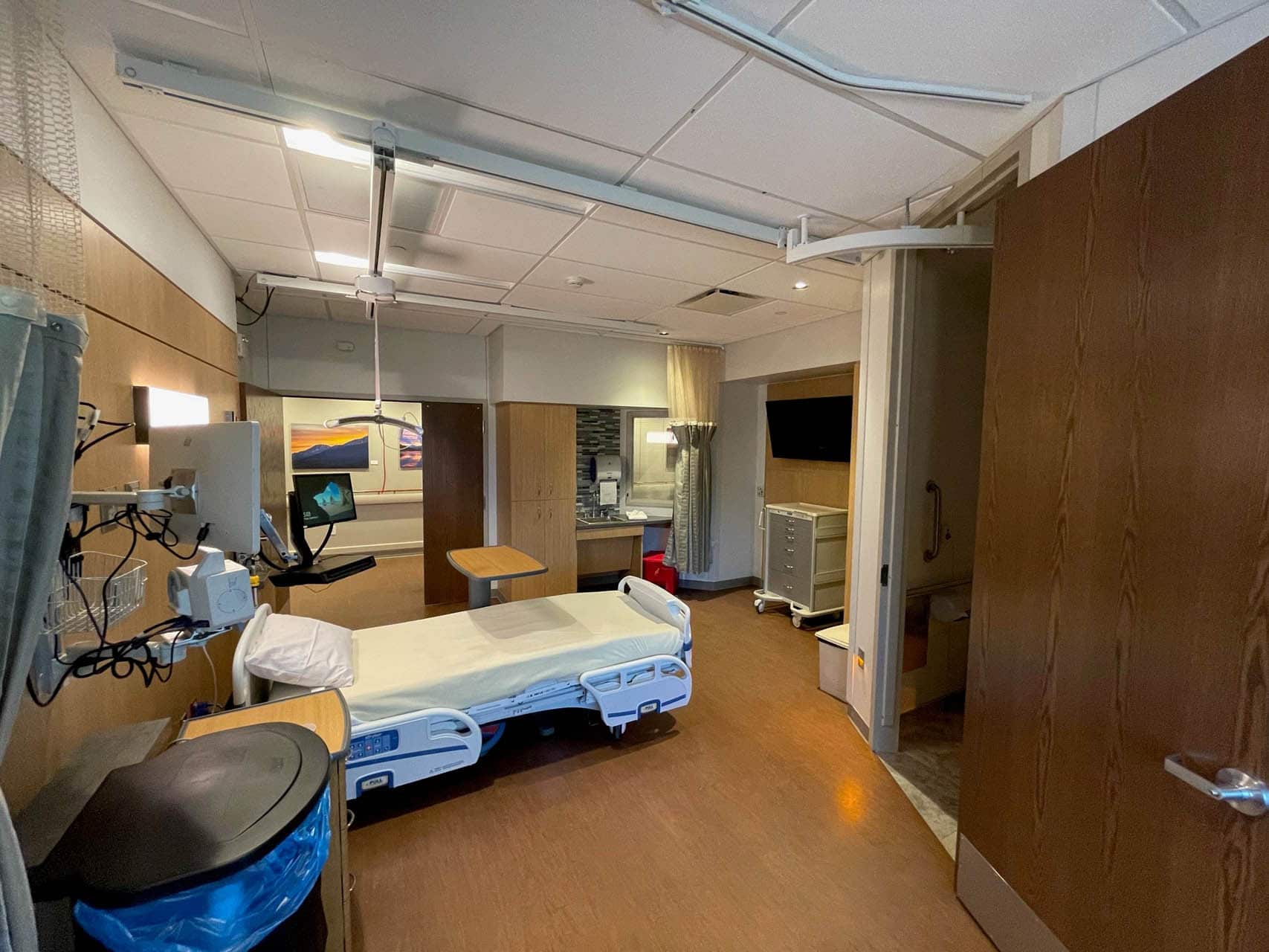 Hospital bed in room